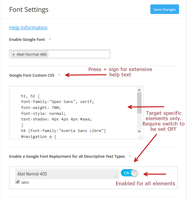 font-specific-settings