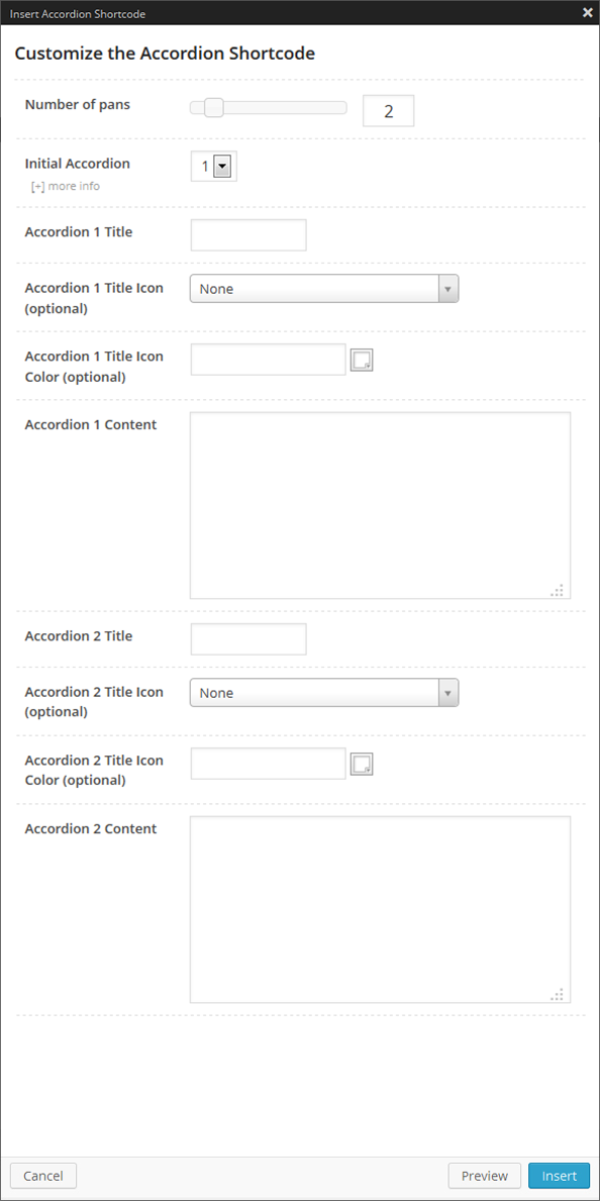 Accordion Shortcode Option Panel